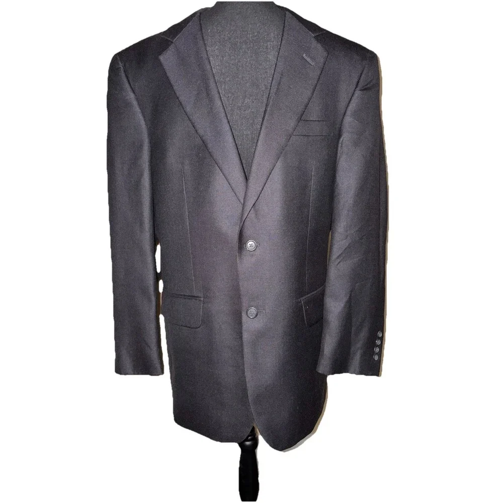 Jos A Banks Suit Jacket Silk Wool Blend Black 40R 2 Button 1 Vent
